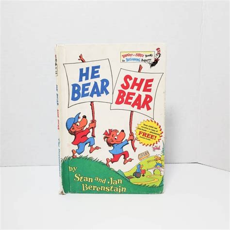 1974 Vintage He Bear She Bear Berenstain Hardback Book With Etsy