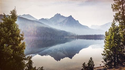 Mountain Reflection On The Lake In Stanley Idaho Stock Image Image