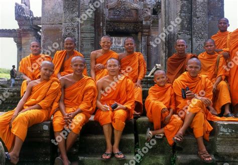 Cambodia Buddhist Monks At Preah Vihear An Ancient Khmer Temple On