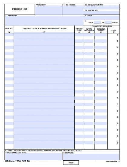Dd Form 1750 Fillable