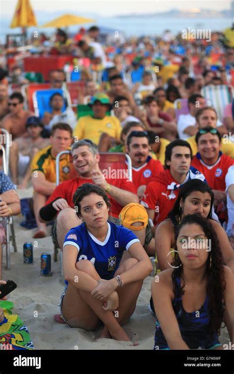 soccer fifa world cup 2014 fan camp copacabana beach brazil fans watch the brazil v