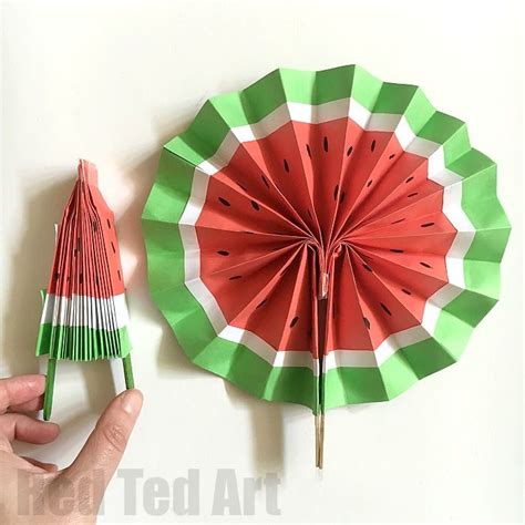 Diy Paper Fan Melon Fans Red Ted Art Diy House Beautiful
