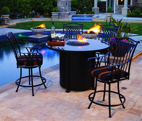 Bar Height Fire Pit Table Set Three Posts Heathcote Round 6 Person 60