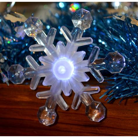 Set Of 8 Battery Operated Led Musical Snowflake Twinkling Christmas