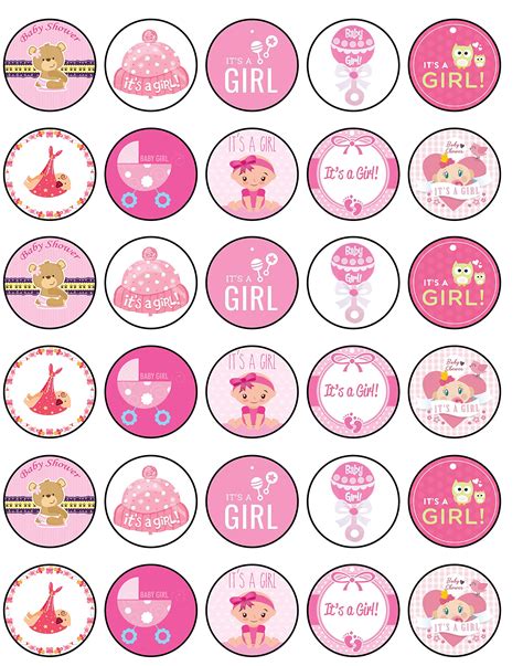 Buy 30 X Edible Cupcake Toppers Baby Shower Girl Themed Collection Of