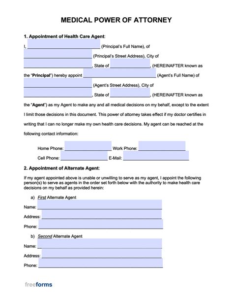 Free Printable Medical Power Of Attorney Form