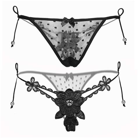 Adjustable Size Sexy Womens Panties Embroidery Flower Sex Underwear