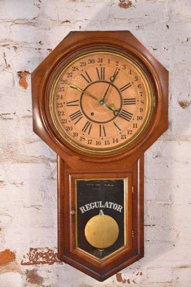 Ansonia Model A Regulator Wall Clock With Calendar Feature 1120 139 Rh Lee And Co Auctioneers