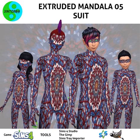 Extruded Mandala 05 Blue And Red Costume Tights For Sims 4 Rsims4