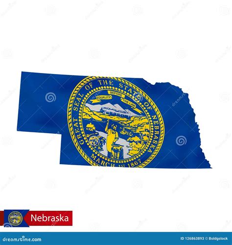Nebraska State Map With Waving Flag Of Us State Stock Vector