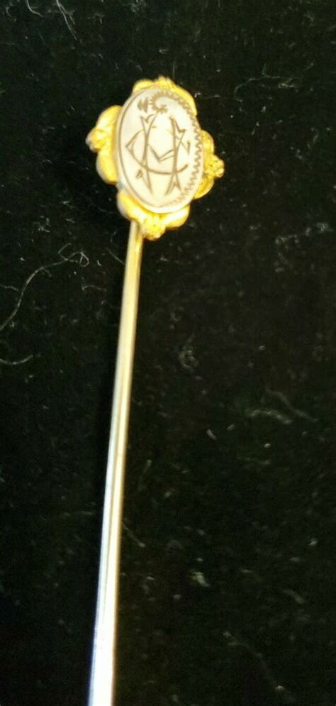 Antique Gentleman Lapel Stick Pin Golden Etched Estate Jewelry Ebay