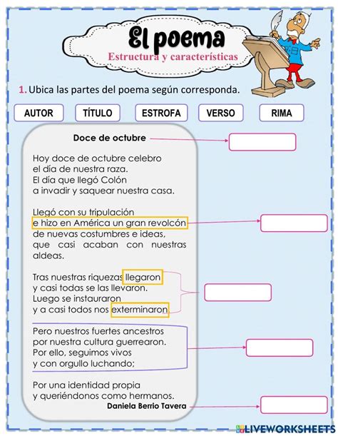 El poema worksheet for Grado 1º 2º 3º Spanish teaching resources