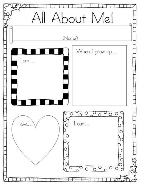 Fun learning activities for kindergartners. All About Me Writing Prompts
