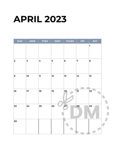 Free Printable Calendar Word Template April 2023