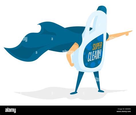 Cartoon Illustration Of Super Cleaning Product As Hero Saving The Day
