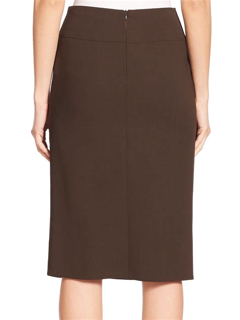 Akris Wool Pencil Skirt In Brown Lyst
