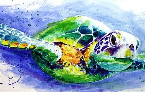Green Sea Turtle Painting Watercolor Art Print By Eric Sweet Etsy