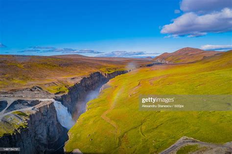 Panoramic View Of Beautiful Colorful Icelandic Landscape And Biggest Canyon In Iceland Called