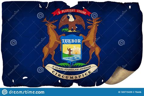 Bandiera Dello Stato Del Michigan Sulla Vecchia Carta Illustrazione Di