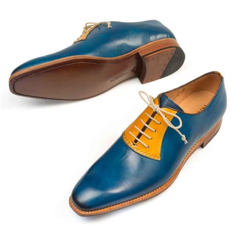 Mezlan G114 Oxford Shoes Blue Tan