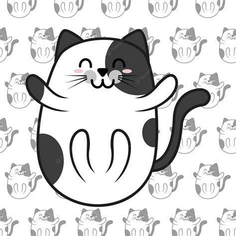 Premium Vector Set Of Happy Kawaii Cats Pattern And Vector Anime