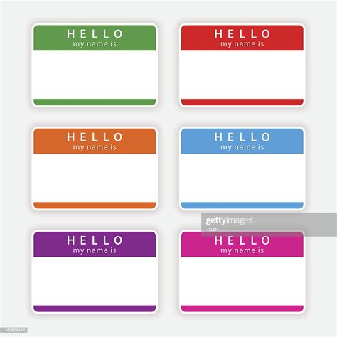 Color Blank Nametag Hello My Name Is Sticker Tag Label High Res Vector Graphic Getty Images