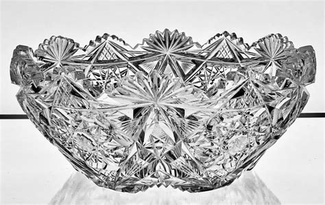 Antique LIBBEY American Brilliant Period Cut Glass Bowl WAVERLY Pattern