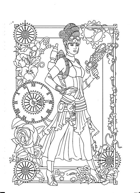 Steampunk Butterflies Printable Adult Coloring Page From