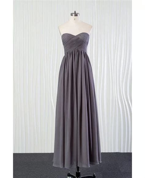 Simple Long Grey Bridesmaid Dress In Chiffon For Summer Weddings Fn6928