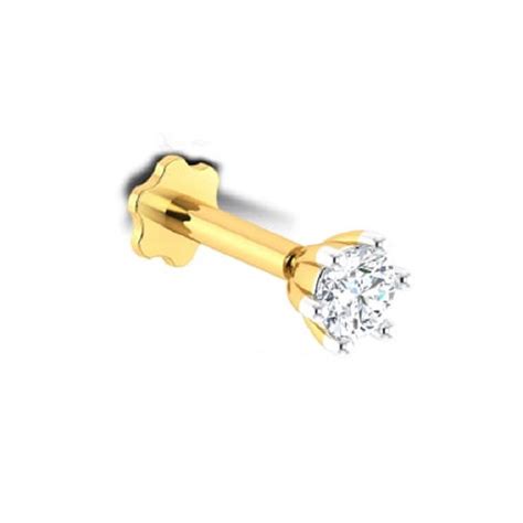 Tiny Solid 14k Gold Real Diamond Nose Pin Real Diamond Etsy