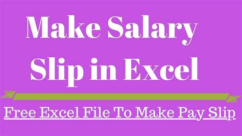 A payslip excel template is a brief piece of paper which outlines details about amount paid for a particular time period. Create Salary Slip in Excel - YouTube