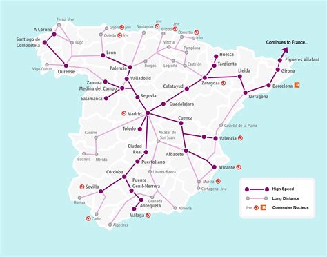 Espagne Carte Du Train Renfe Espagne Carte Ferroviaire Renfe Sud De
