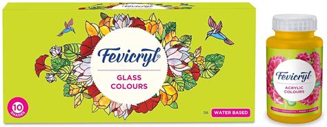 Pidilite Fevicryl Water Based Glass Colours 10 Assorted 115ml Fevicryl Acrylic Painting Color