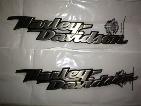 Genuine Harley Softail Fuel Gas Tank Set Emblems Badges Dull Aluminum