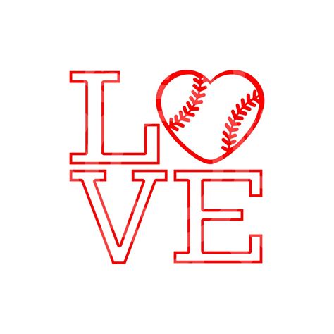 Baseball Love SVG Softball SVG Heart SVG Printable Cut File | Etsy