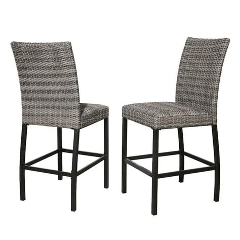 Ulax Furniture Wicker Outdoor Bar Stool Patio Bar Chair 2 Pack Hd