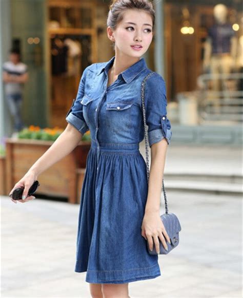 2015 Vestido Plus Size Blue Jean Dresses For Women Vestido Jeans