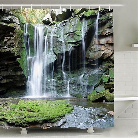 Waterfall Shower Curtains Turn Bathroom Into A Tropical