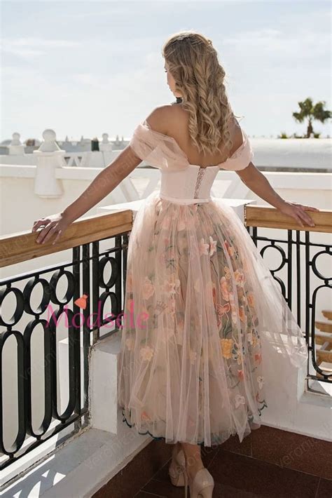 Stylish Tea Length Floral Party Dress Bridal Dresses Vintage Dresses