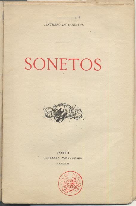 Arquivo HistÓrico Madeira Sonetos Antero De Quental 1880