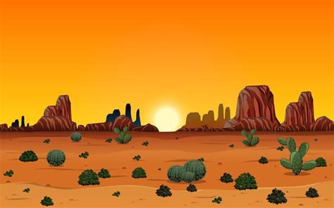 Free Vector Wild Desert Landscape At Daytime Scene