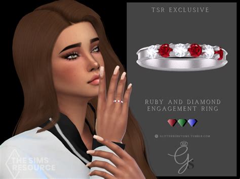 The Sims Resource Ruby And Diamond Engagement Ring