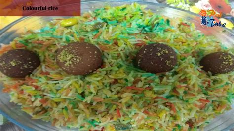 Three Colored Zarda Sweet Rice Recipe Youtube
