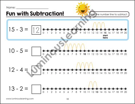 Grades K 1 Addition And Subtraction With Number Lines Printable Act