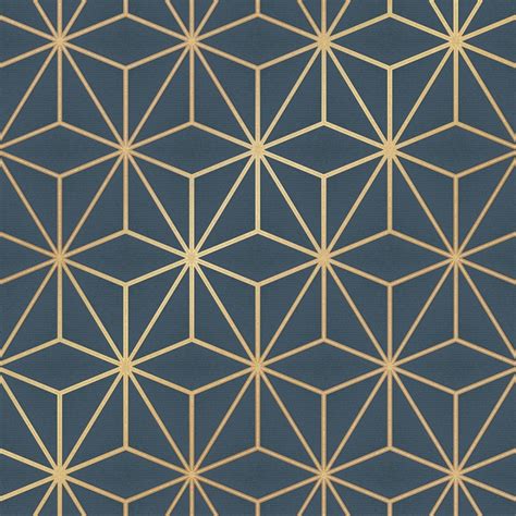 I Love Wallpaper Astral Metallic Geometric Wallpaper Navy
