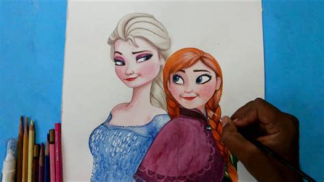 How To Draw Elsa And Anna Together From Frozen Movie Speed Painting 9de