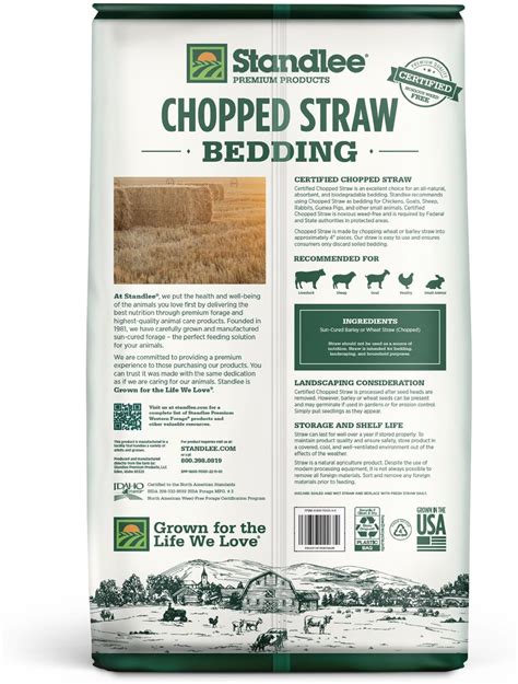 Standlee Certified Chopped Straw Bedding For Small Farm Animals And Pets