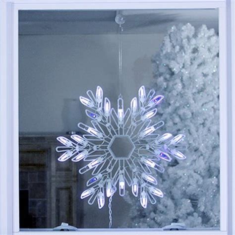 Northlight Hanging Snowflake Window Cling With White Led Lights In The