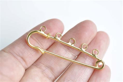 Gold Kilt Pins Five Loops Safety Pin Broochs 13x50mm Set Of 10 Etsy