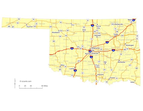 Map Of Oklahoma Cities Oklahoma Interstates Highways Road Map
